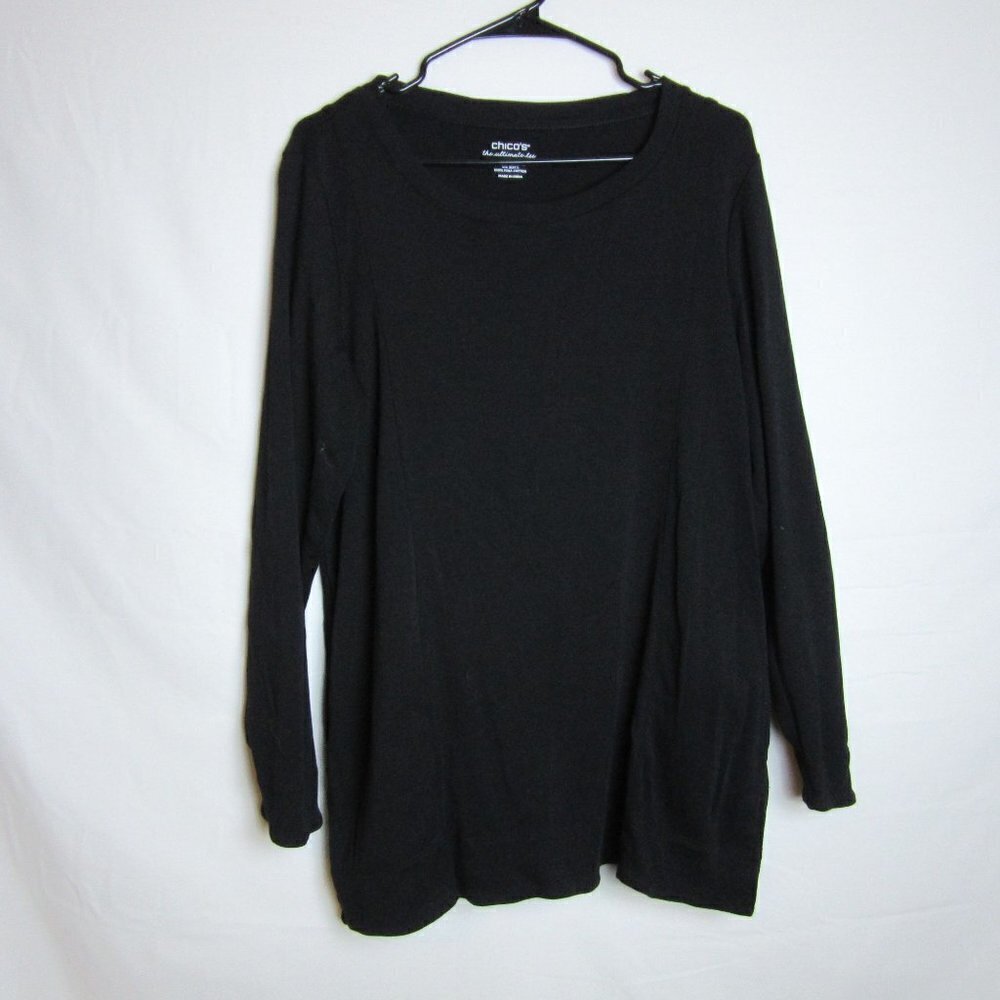 Chico's The Ultimate Tee Black Long Sleeve Shirt Cotton Basic Women's Large